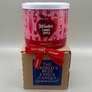 Bath & Body Works WINTER CANDY APPLE 3 Wick Candle ~ 14.5oz ~Sandy Clause ~ NIB